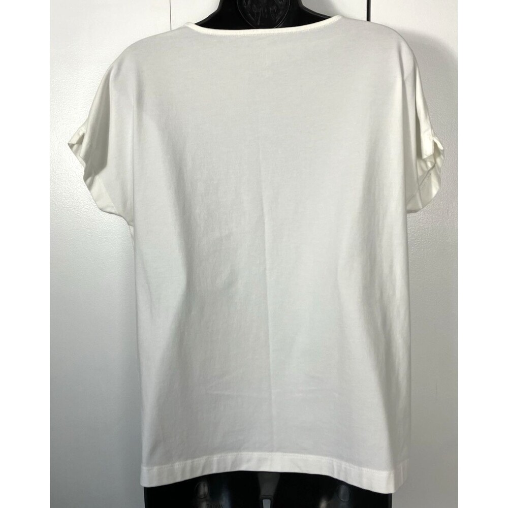 J JILL  White Supima Cotton Tee  Relaxed V-neck    XS - Picture 6 of 6